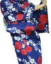 sakura Women Japanese Yukata Pre tied obi belt set / Indigo flower pattern