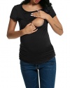 HOTOUCH Doubled Layered Round Neck Ruched Maternity Nursing Breastfeeding Top