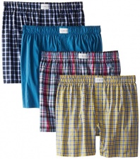Tommy Hilfiger Men's Four-Pack Red/Blues Woven Boxer